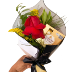 Rosa Solitária Vermelha com Ferrero Rocher