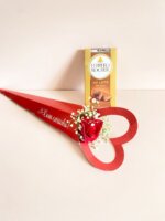 Cone de Coração com Rosa e Ferrero Rocher - Imagem 2